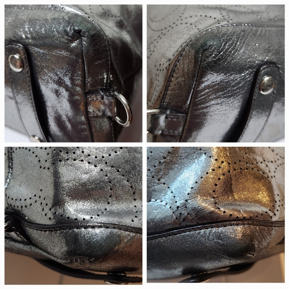 COACH Ashley Perforated Metallic Gunmetal Leather Satchel SALE SALE SALE!!! - Picture 15 of 16